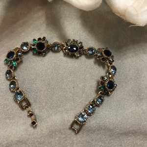 Marchesa Flowerette Crystal Goldtone Bracelet 7”